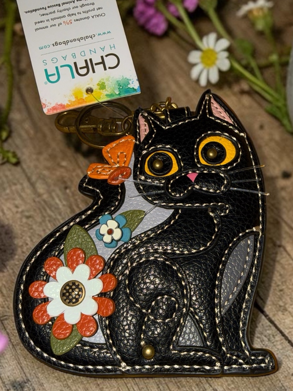 CHALA black CAT COIN POUCH BAG CHARM keychain - Picture 2 of 8